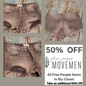 We The Free Charcoal Jean Shorts. Excellent Condition Size 27